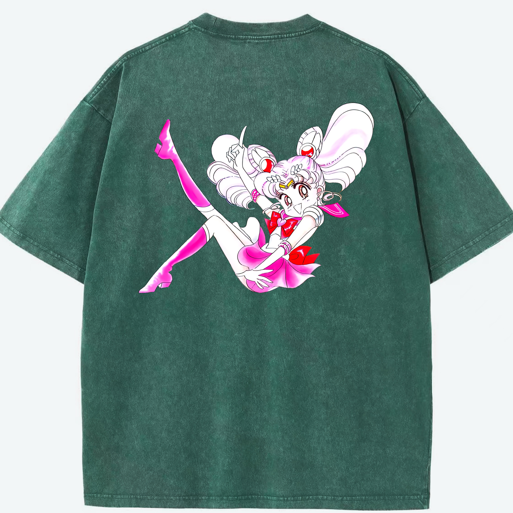 （画像用） 美少女戦士セーラームーン ちびうさ Sailor Moon Chibiusa Tsukino Usagi Small Lady Serenity 綿100% ヴィンテージ風 半袖Tシャツ（背面プリント）